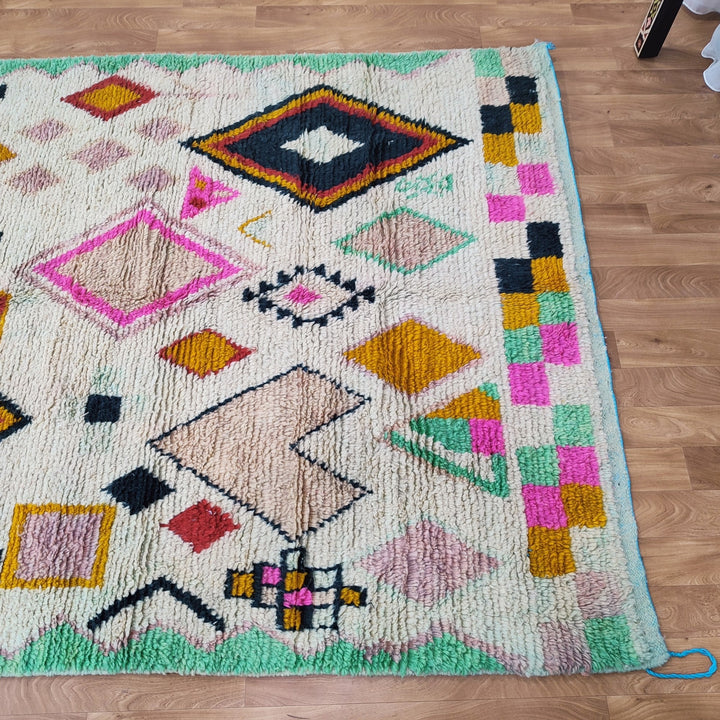 Gorgeous Beni Ourain Rug, Moroccan Handmade Carpet, multi color Rug, Berber Rug, Abstract Rug, boujad rug, Tappish Marokko. Authentic Rug