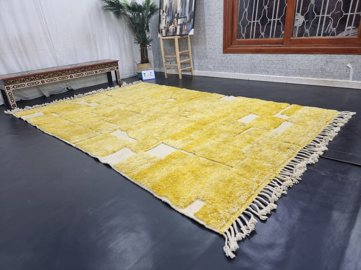 CUTE MOROCCAN RUG, Moroccan Handmade Rug, Yellow And White Rug, Abstract Rug, Orange Wool Carpet, Tued Berber Rug, Handwoven Wool Rug