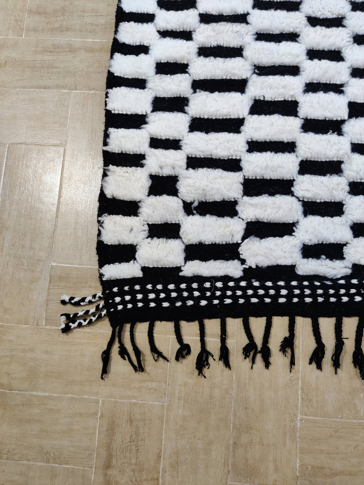 Black rug Woven rug  Beni ourain rug  Berber rug  Moroccan rug  Area rug Berber carpet White wool rug Handknotted rug  Boho teppich