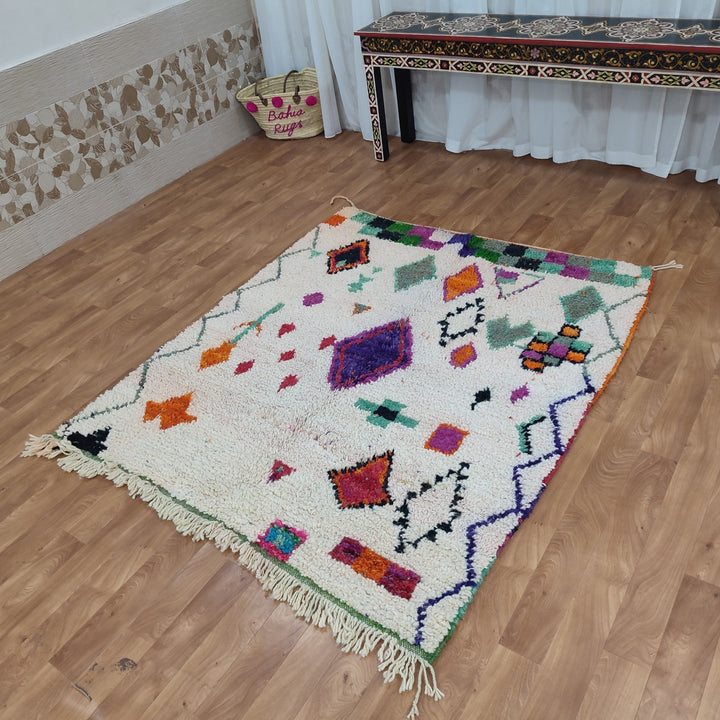 Gorgeous Beni Ourain Rug, Moroccan Handmade Carpet, multi color Rug, Berber Rug, Abstract Rug, boujad rug, Tappish Marokko. Authentic Rug