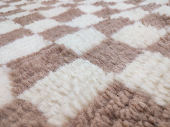 Large beige and white checkered rug, Moroccan Berber checkered rug, Checkered area rug Checkerboard Rug beniourain rug, Soft Colored Rug