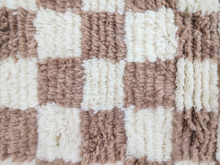 Large beige and white checkered rug, Moroccan Berber checkered rug, Checkered area rug Checkerboard Rug beniourain rug, Soft Colored Rug