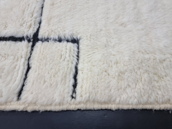 GORGEOUS BENIOURAIN RUG, Moroccan Handmade Rug , White And Black Rug, Striped Rug, Handmade Wool Carpet, Azilal Rug, Handwoven Berber Rug