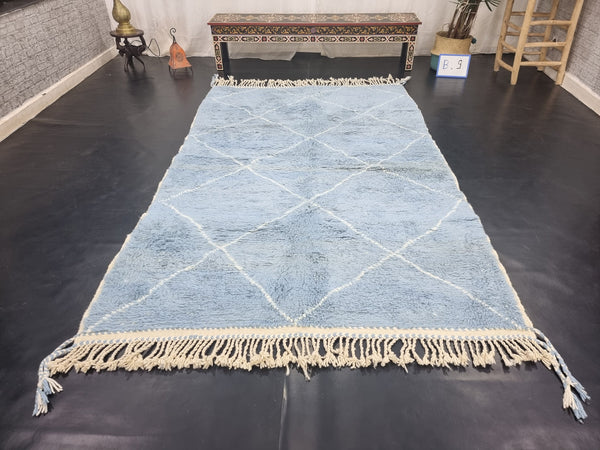 AUTHENTIC BENIOURAIN RUG, Handmade Rug, Moroccan Rug, , Geometric White And Baby Blue Rug, Beniourain Rug, Wool Rug, Handmade Rug.