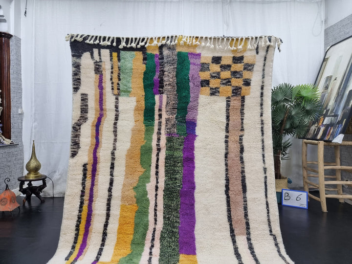 ARTISTIC MRIRT RUG, Purple Handmade Moroccan Rug , Berber Tribal Rug, Winter Wool Rug, Striped Rug, Purple And Green Wool Rug, Area Rug