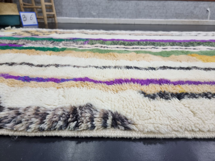 ARTISTIC MRIRT RUG, Purple Handmade Moroccan Rug , Berber Tribal Rug, Winter Wool Rug, Striped Rug, Purple And Green Wool Rug, Area Rug