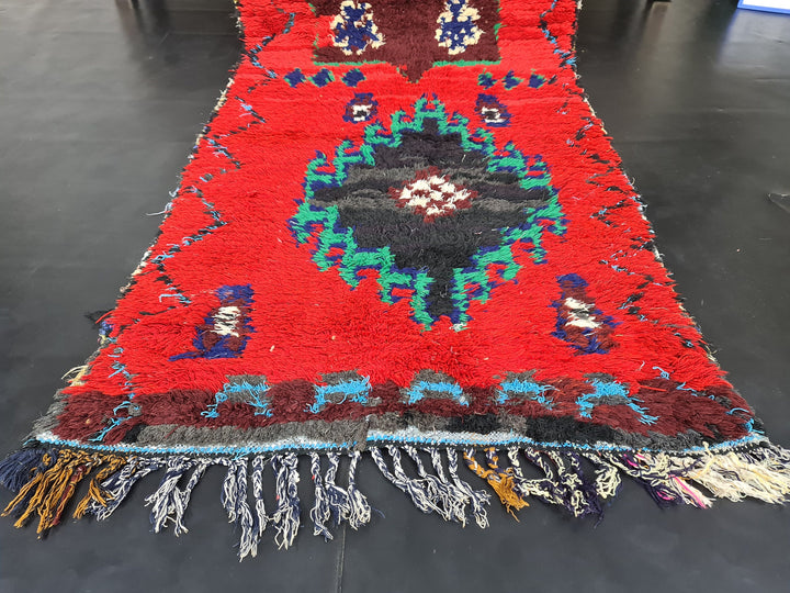 pretty moroccan rug, authentic rug, abstract ,handmade carpet ,red and green  moroccan rug, berber carpet, handwoven wool rug