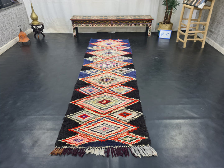 artistic moroccan rug, authentic rug, geometric ,handmade carpet ,black and red  moroccan rug,berber carpet,handwoven wool rug