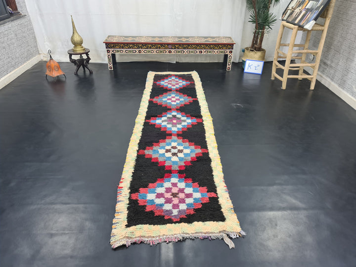 stunning moroccan rug, authentic rug, geometric ,handmade carpet ,black and red  moroccan rug,berber carpet,handwoven wool rug