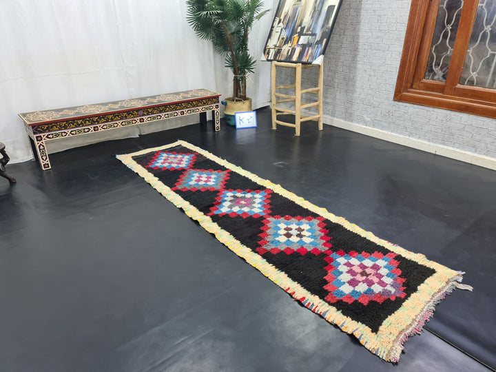 stunning moroccan rug, authentic rug, geometric ,handmade carpet ,black and red  moroccan rug,berber carpet,handwoven wool rug