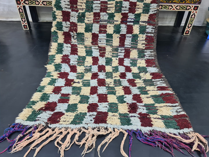 amazing moroccan rug,authentic rug,checkered ,handmade carpet,gray and burgundy  moroccan rug,berber carpet,handwoven wool rug