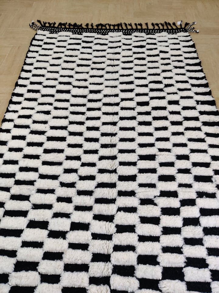 Black rug Woven rug  Beni ourain rug  Berber rug  Moroccan rug  Area rug Berber carpet White wool rug Handknotted rug  Boho teppich