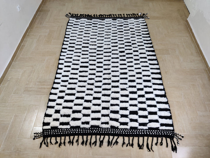 Black rug Woven rug  Beni ourain rug  Berber rug  Moroccan rug  Area rug Berber carpet White wool rug Handknotted rug  Boho teppich