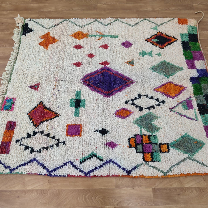 Gorgeous Beni Ourain Rug, Moroccan Handmade Carpet, multi color Rug, Berber Rug, Abstract Rug, boujad rug, Tappish Marokko. Authentic Rug