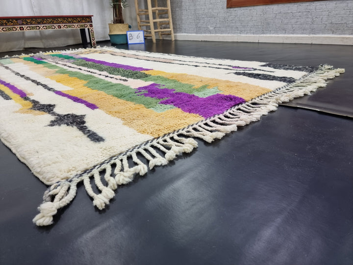 ARTISTIC MRIRT RUG, Purple Handmade Moroccan Rug , Berber Tribal Rug, Winter Wool Rug, Striped Rug, Purple And Green Wool Rug, Area Rug