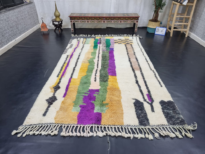 ARTISTIC MRIRT RUG, Purple Handmade Moroccan Rug , Berber Tribal Rug, Winter Wool Rug, Striped Rug, Purple And Green Wool Rug, Area Rug