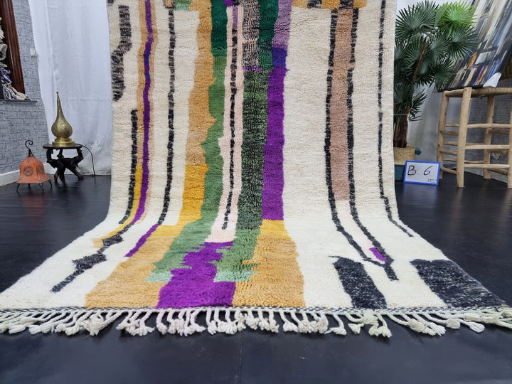 ARTISTIC MRIRT RUG, Purple Handmade Moroccan Rug , Berber Tribal Rug, Winter Wool Rug, Striped Rug, Purple And Green Wool Rug, Area Rug