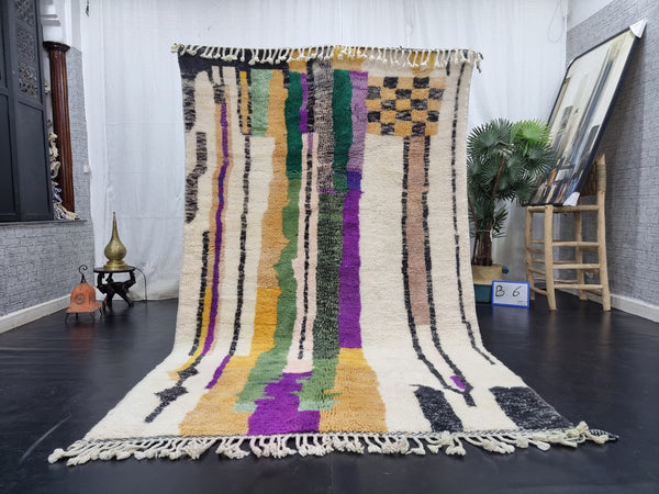 ARTISTIC MRIRT RUG, Purple Handmade Moroccan Rug , Berber Tribal Rug, Winter Wool Rug, Striped Rug, Purple And Green Wool Rug, Area Rug