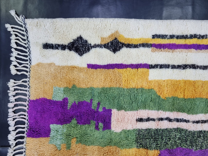 ARTISTIC MRIRT RUG, Purple Handmade Moroccan Rug , Berber Tribal Rug, Winter Wool Rug, Striped Rug, Purple And Green Wool Rug, Area Rug