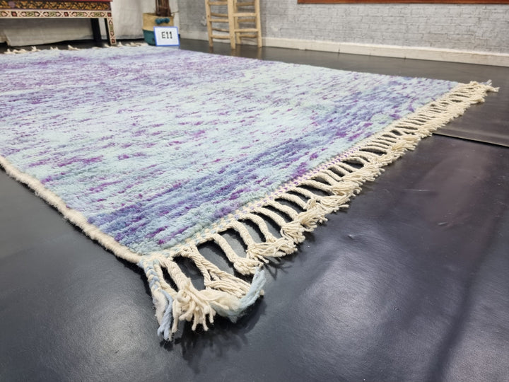 PRETTY MOROCCAN RUG, Handmade Rug , Aqua Blue And Purple Rug, Berber Wool Rug, Striped Wool Carpet, Winter Rug, Area Rug, Handwoven rug.