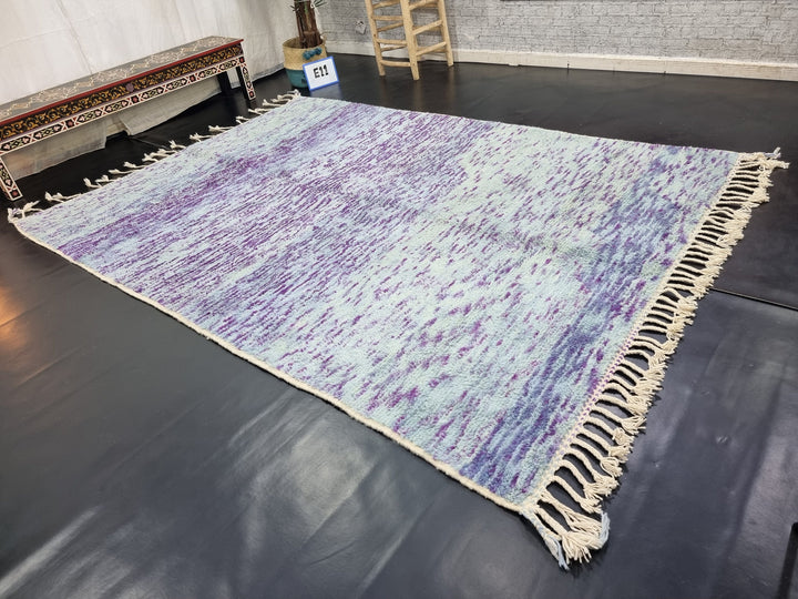 PRETTY MOROCCAN RUG, Handmade Rug , Aqua Blue And Purple Rug, Berber Wool Rug, Striped Wool Carpet, Winter Rug, Area Rug, Handwoven rug.