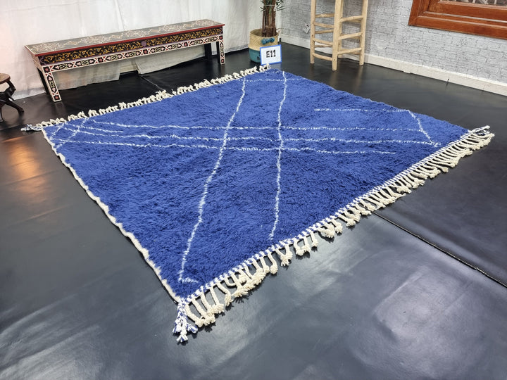 STUNNING BENIOURAIN RUG, Moroccan Rug ,Dark Blue Rug, Tribal WoolRug, Berber Rug, Geometric Rug, Handwoven Rug, Winter Rug, Area Carpet