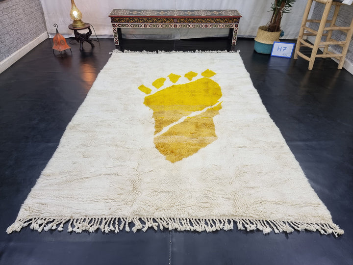 PRETTY MRIRT RUG, Handmade Moroccan Rug , Berber Tribal Rug, Winter Rug, Abstract Rug, White And Yellow Wool Rug, Area Rug, Overdyed Rug