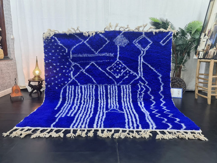 ARTISTIC BENIOURAIN RUG, Moroccan Rug , Royal Blue Rug, Tribal WoolRug, Berber Rug, Abstract Rug, Handwoven Rug, Winter Rug, Area Rug