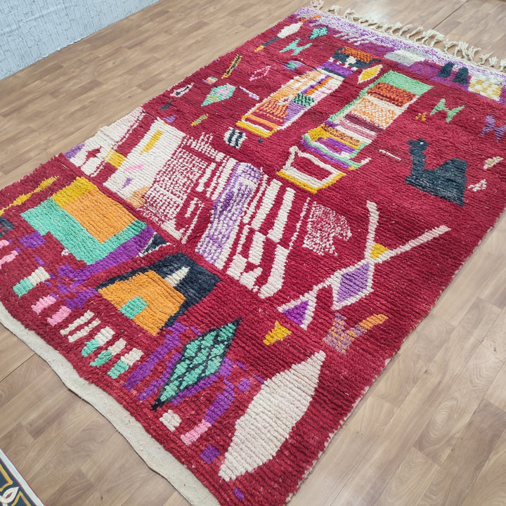 Fabulous Boujaad Rug, Authentic Moroccan Handmade Rug, Colorful Rug, Abstract Rug, Berber Tribal carpet, Bohemian Rug, Wool Rug, Boujad Rug