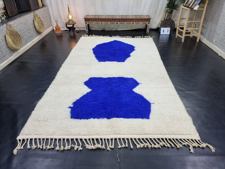 ARTISTIC BENIOURAIN RUG, Moroccan Rug , Royal Blue Rug, Tribal WoolRug, Berber Rug, Abstract Rug, Handwoven Rug, Winter Rug, Area Rug