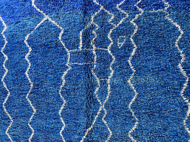 Blue Moroccan rug for living room, Bedroom wool rug  Moroccan handmade rug  Boho rug with tassels  contemporary Blue Beni ourain rug