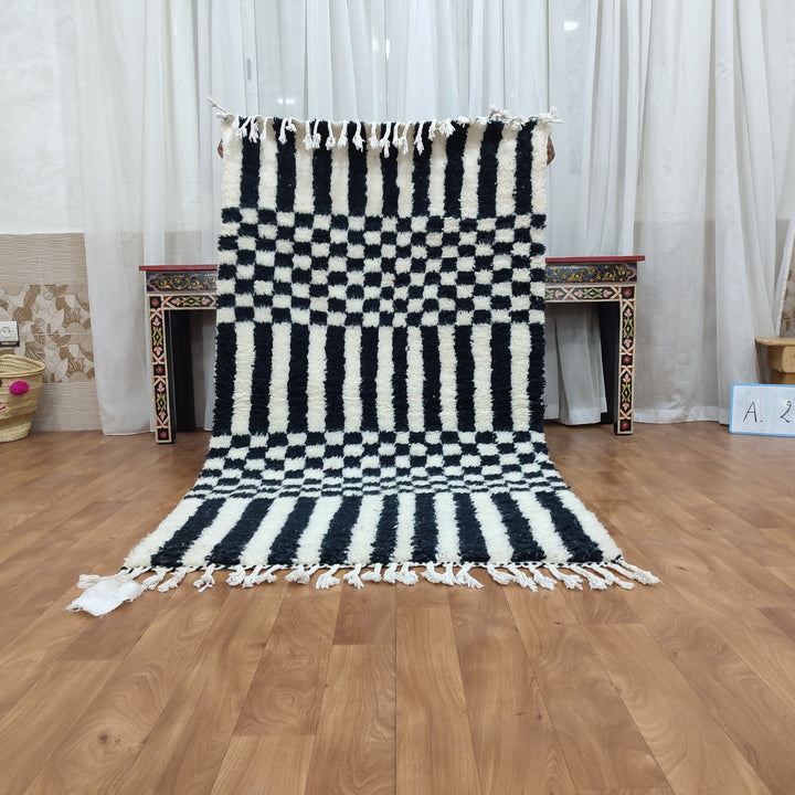 Black and white Checkered area runner, Moroccan Berber checkered rug, Checkerboard Runner, Checkered Runner, checkered runner rug