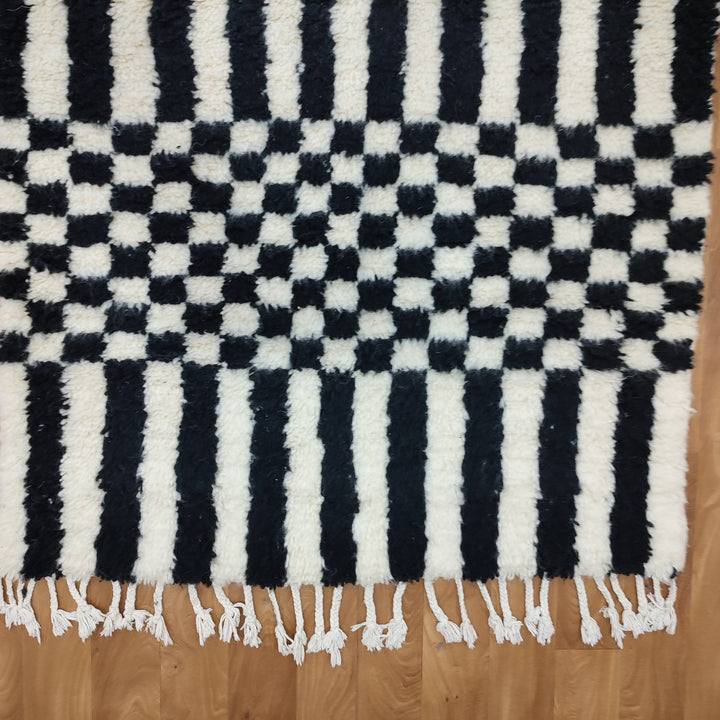 Black and white Checkered area runner, Moroccan Berber checkered rug, Checkerboard Runner, Checkered Runner, checkered runner rug