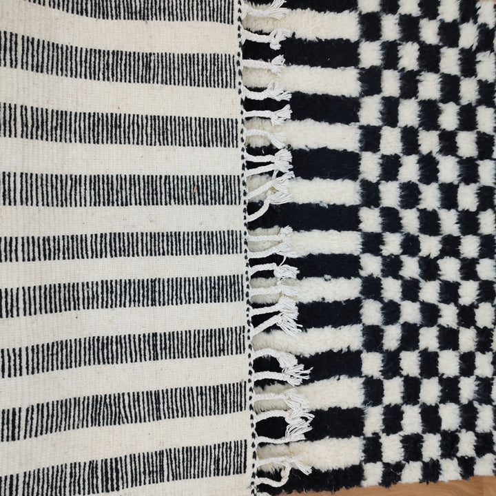 Black and white Checkered area runner, Moroccan Berber checkered rug, Checkerboard Runner, Checkered Runner, checkered runner rug