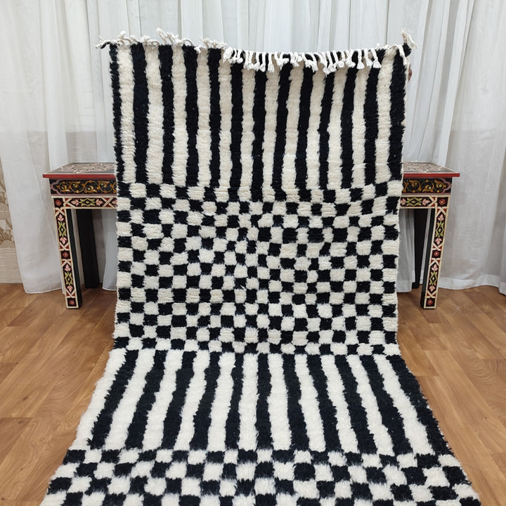 Black and white Checkered area runner, Moroccan Berber checkered rug, Checkerboard Runner, Checkered Runner, checkered runner rug