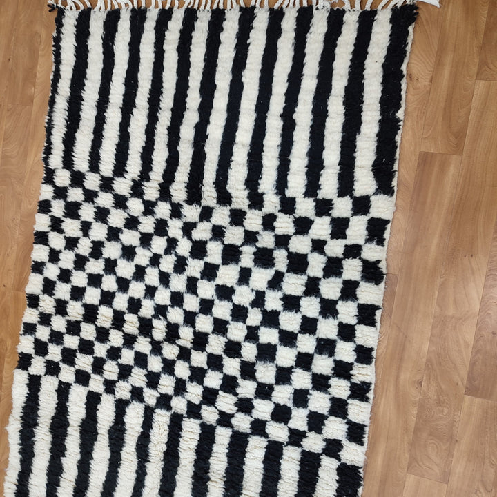 Black and white Checkered area runner, Moroccan Berber checkered rug, Checkerboard Runner, Checkered Runner, checkered runner rug