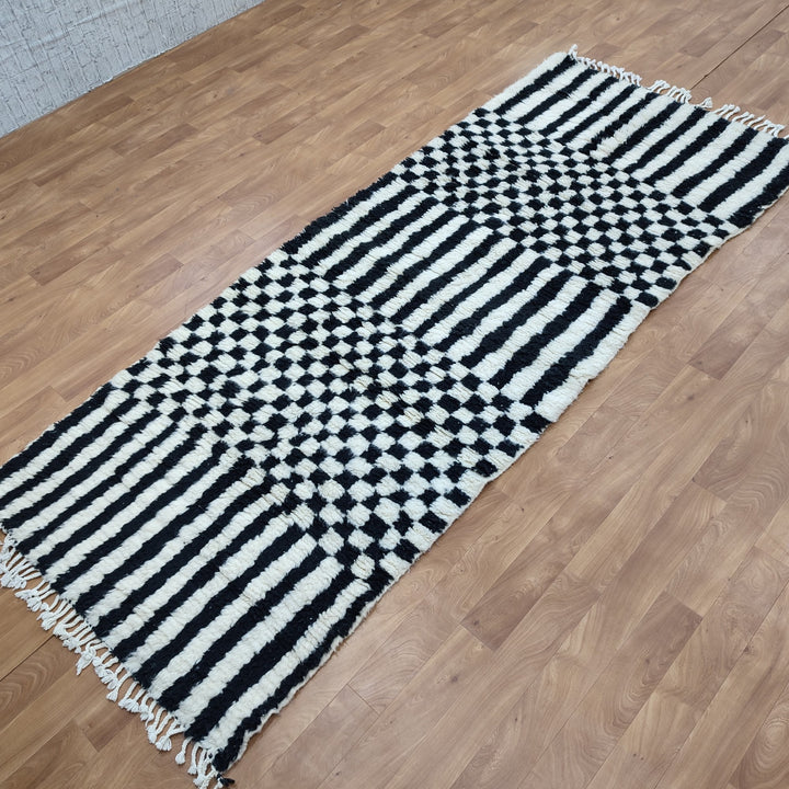 Black and white Checkered area runner, Moroccan Berber checkered rug, Checkerboard Runner, Checkered Runner, checkered runner rug