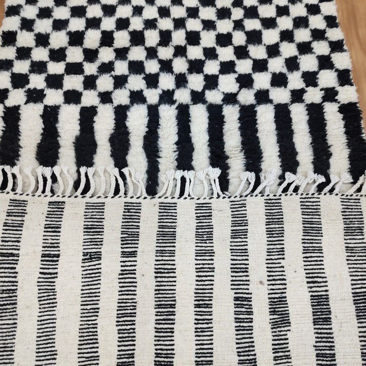 Black and white Checkered area runner, Moroccan Berber checkered rug, Checkerboard Runner, Checkered Runner, checkered runner rug