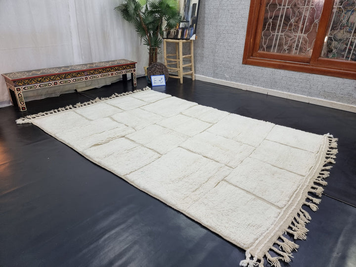 AMAZING BENIOURAIN RUG, Moroccan Rug , Solid White Rug, Tribal Rug, Berber Rug, Checkered Rug, Handwoven Rug, Winter Rug, Area Rug