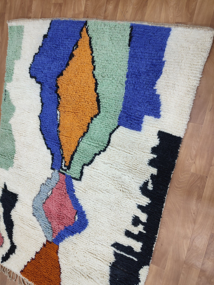 Custom Fabulous Boujad Rug, Authentic Moroccan Rug, Azilal rug, Abstract Multicolored Carpet, Handmade Moroccan Rug, Bohemian rug