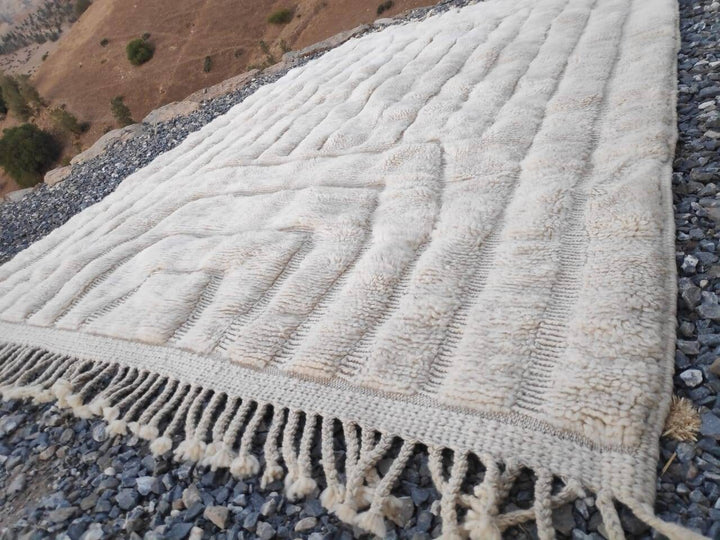 Moroccan rug, Beni Mrirt rug, Handmade wool rug, Beni ourain rug, Area rug, Berber rug, Fluffy wool carpet, Mrirt rug, Beniouarain white rug