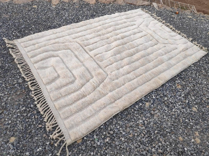 Moroccan rug, Beni Mrirt rug, Handmade wool rug, Beni ourain rug, Area rug, Berber rug, Fluffy wool carpet, Mrirt rug, Beniouarain white rug