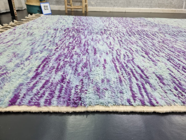 PRETTY MOROCCAN RUG, Handmade Rug , Aqua Blue And Purple Rug, Berber Wool Rug, Striped Wool Carpet, Winter Rug, Area Rug, Handwoven rug.