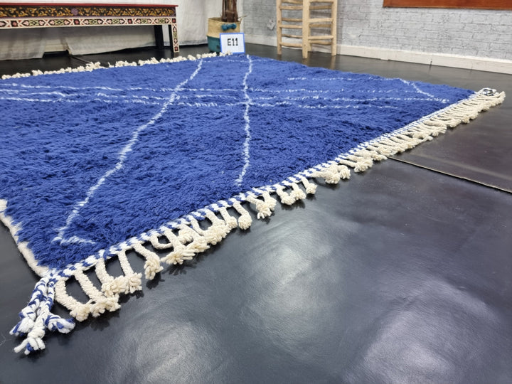 STUNNING BENIOURAIN RUG, Moroccan Rug ,Dark Blue Rug, Tribal WoolRug, Berber Rug, Geometric Rug, Handwoven Rug, Winter Rug, Area Carpet