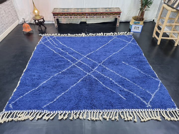 STUNNING BENIOURAIN RUG, Moroccan Rug ,Dark Blue Rug, Tribal WoolRug, Berber Rug, Geometric Rug, Handwoven Rug, Winter Rug, Area Carpet