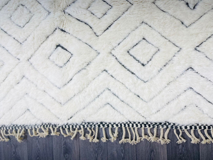 Fluffy Custom Beni Ourain rug , Style Moroccan Rug , Custom Beni Ourain rug , Handmade Moroccan rug , White Moroccan Rug So wool rug