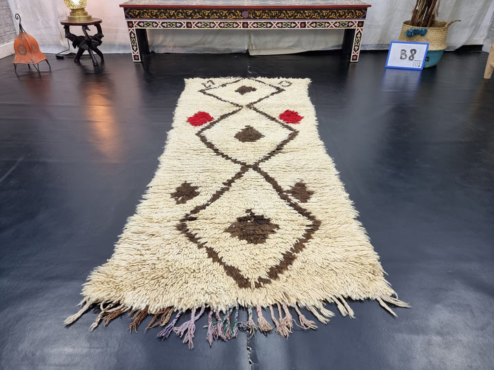 amazing  rug, moroccan  , berber tribal rug, geometric rug, beige and dark brown  rug, winter rug, area rug, wool rug