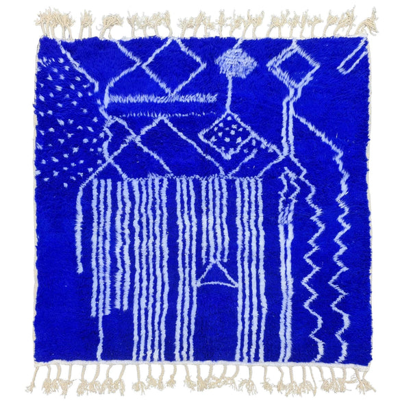 ARTISTIC BENIOURAIN RUG, Moroccan Rug , Royal Blue Rug, Tribal WoolRug, Berber Rug, Abstract Rug, Handwoven Rug, Winter Rug, Area Rug