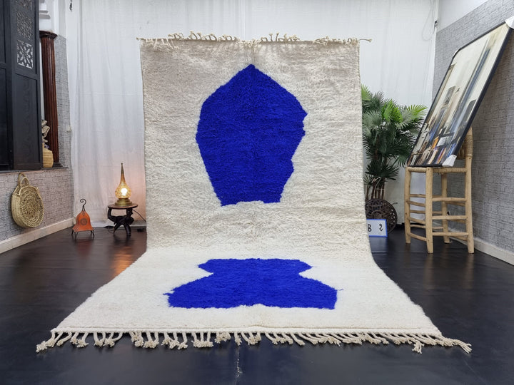 ARTISTIC BENIOURAIN RUG, Moroccan Rug , Royal Blue Rug, Tribal WoolRug, Berber Rug, Abstract Rug, Handwoven Rug, Winter Rug, Area Rug