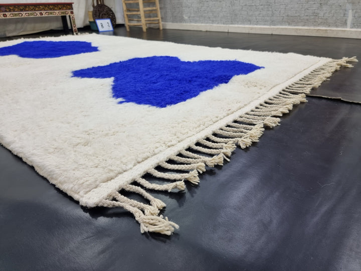 ARTISTIC BENIOURAIN RUG, Moroccan Rug , Royal Blue Rug, Tribal WoolRug, Berber Rug, Abstract Rug, Handwoven Rug, Winter Rug, Area Rug